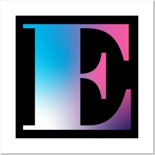 Capital Letter E Monogram Gradient Pink Blue White Posters and Art